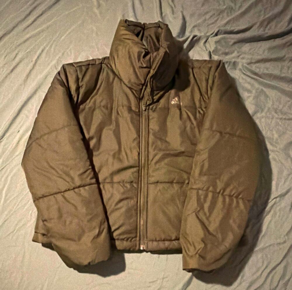 Adidas Women’s Medium Puffer Jacket Olive Green Full Zip Insulated Winter Coat